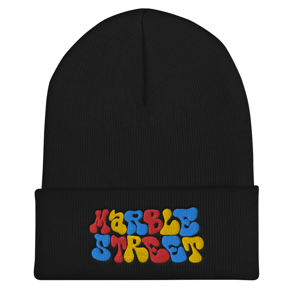 Marble Street Embroidered Beanie in Primary