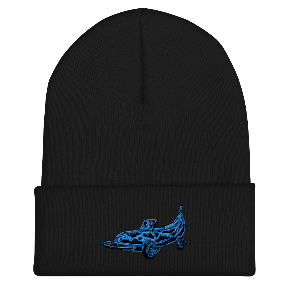 Banana Car Embroidered Beanie in Blue