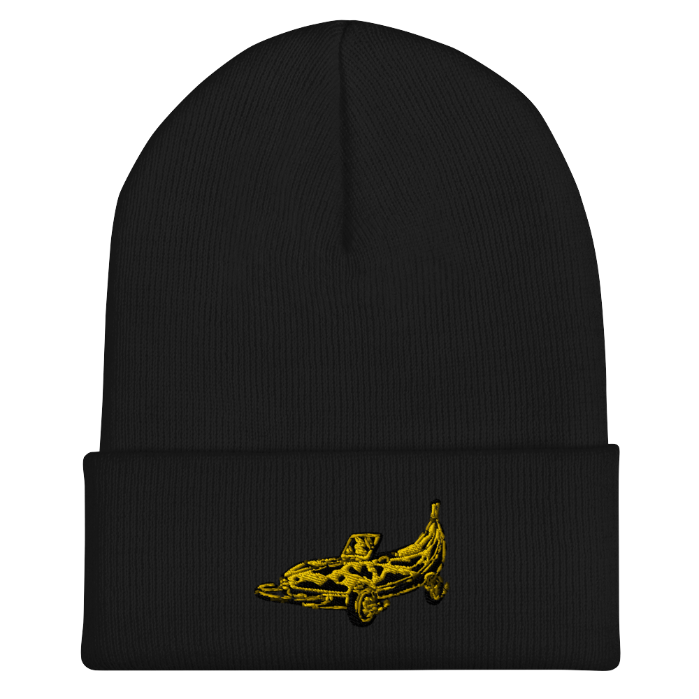 Banana Car Embroidered Beanie in Yellow