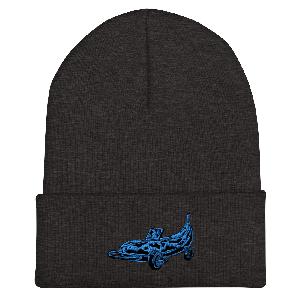 Banana Car Embroidered Beanie in Blue