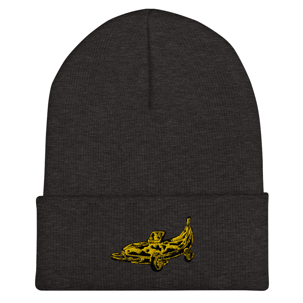 Banana Car Embroidered Beanie in Yellow