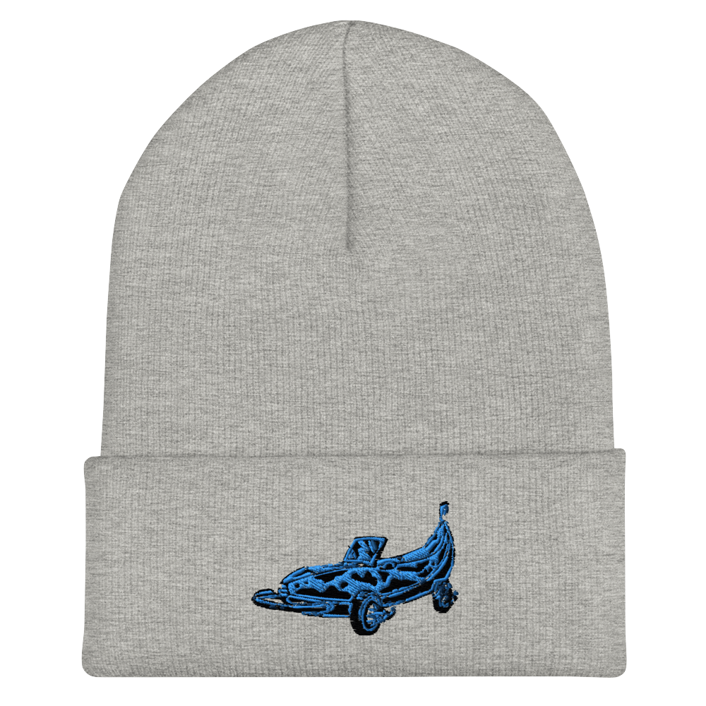 Banana Car Embroidered Beanie in Blue