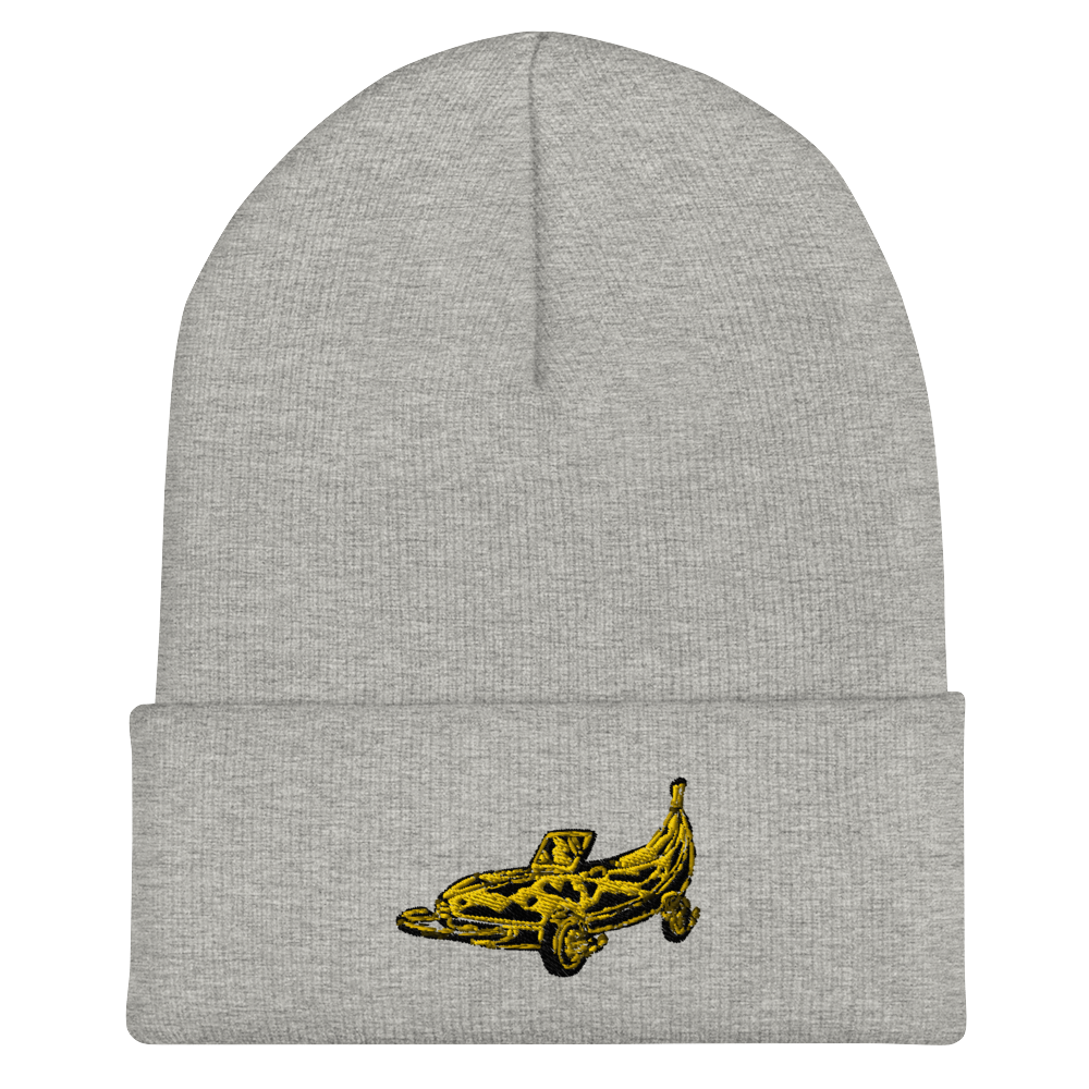 Banana Car Embroidered Beanie in Yellow