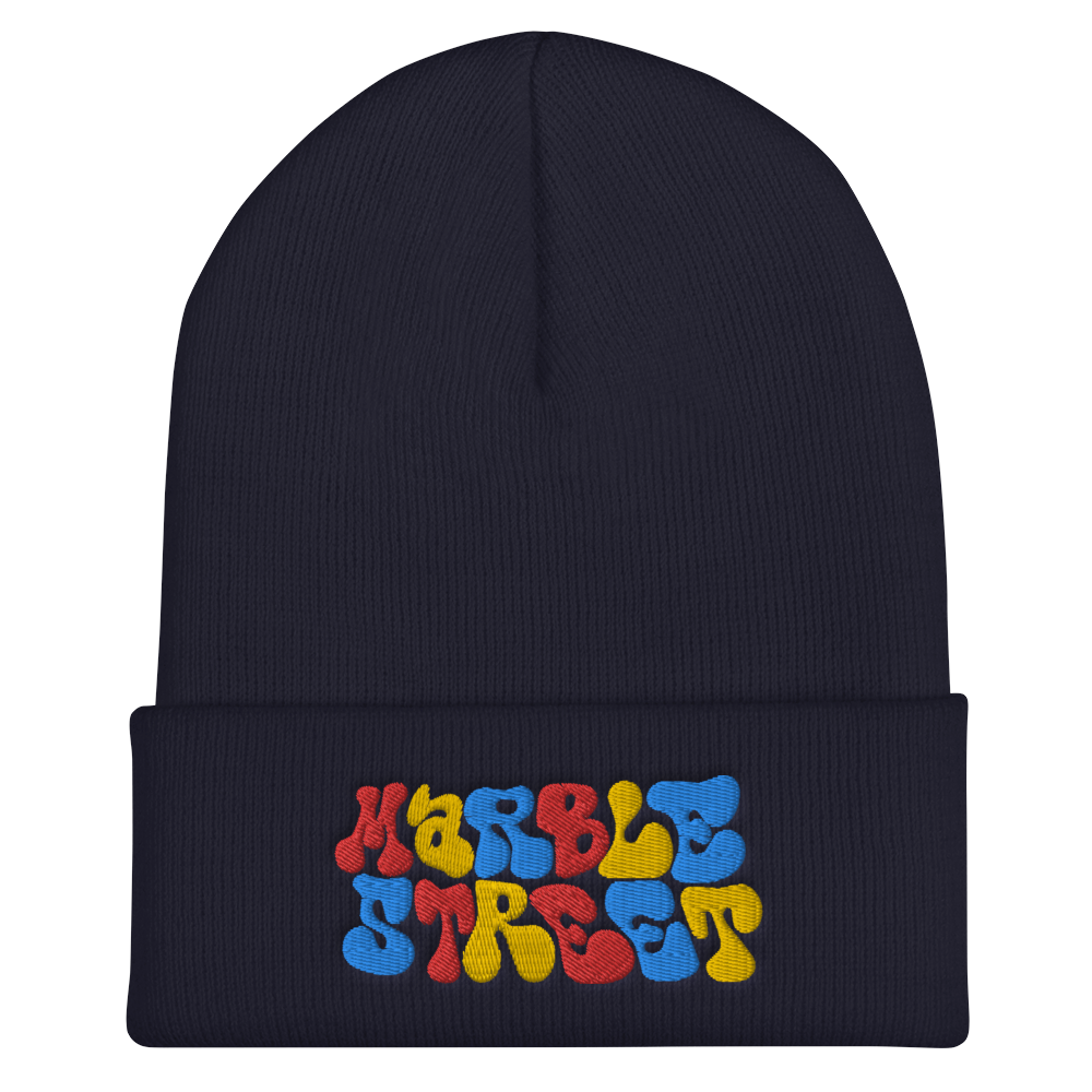 Marble Street Embroidered Beanie in Primary