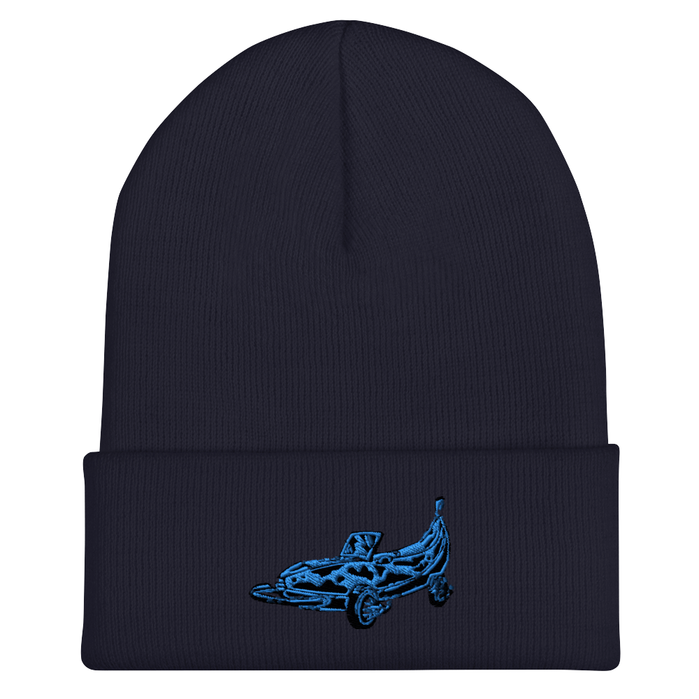 Banana Car Embroidered Beanie in Blue