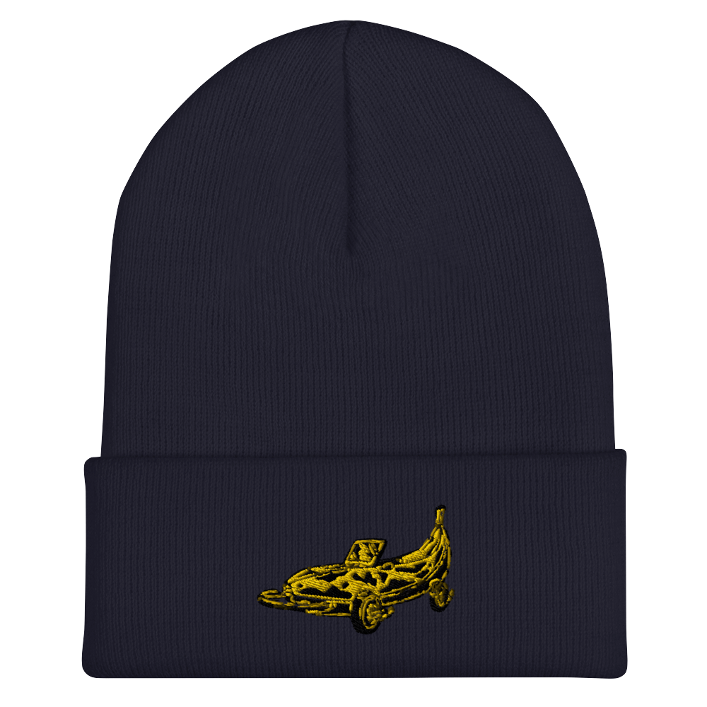 Banana Car Embroidered Beanie in Yellow