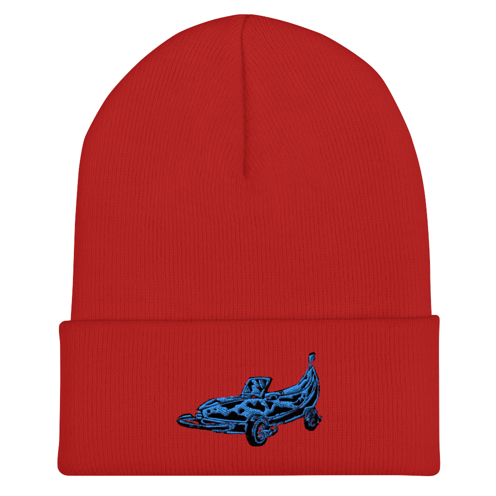 Banana Car Embroidered Beanie in Blue