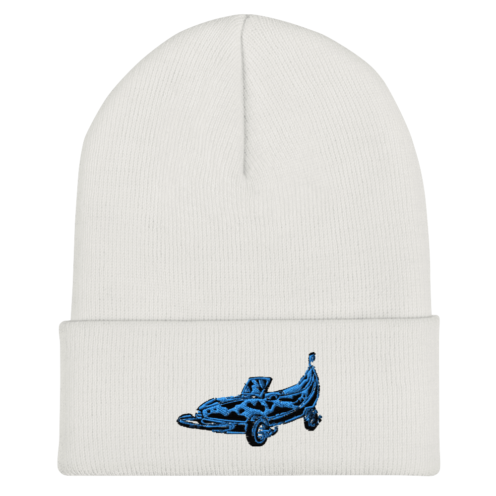 Banana Car Embroidered Beanie in Blue