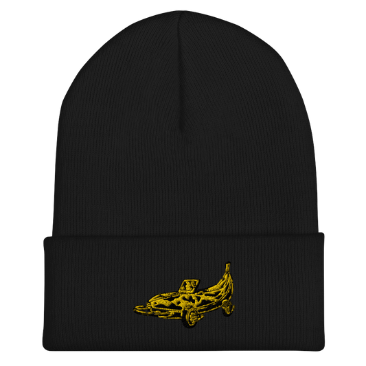 Banana Car Embroidered Beanie in Yellow