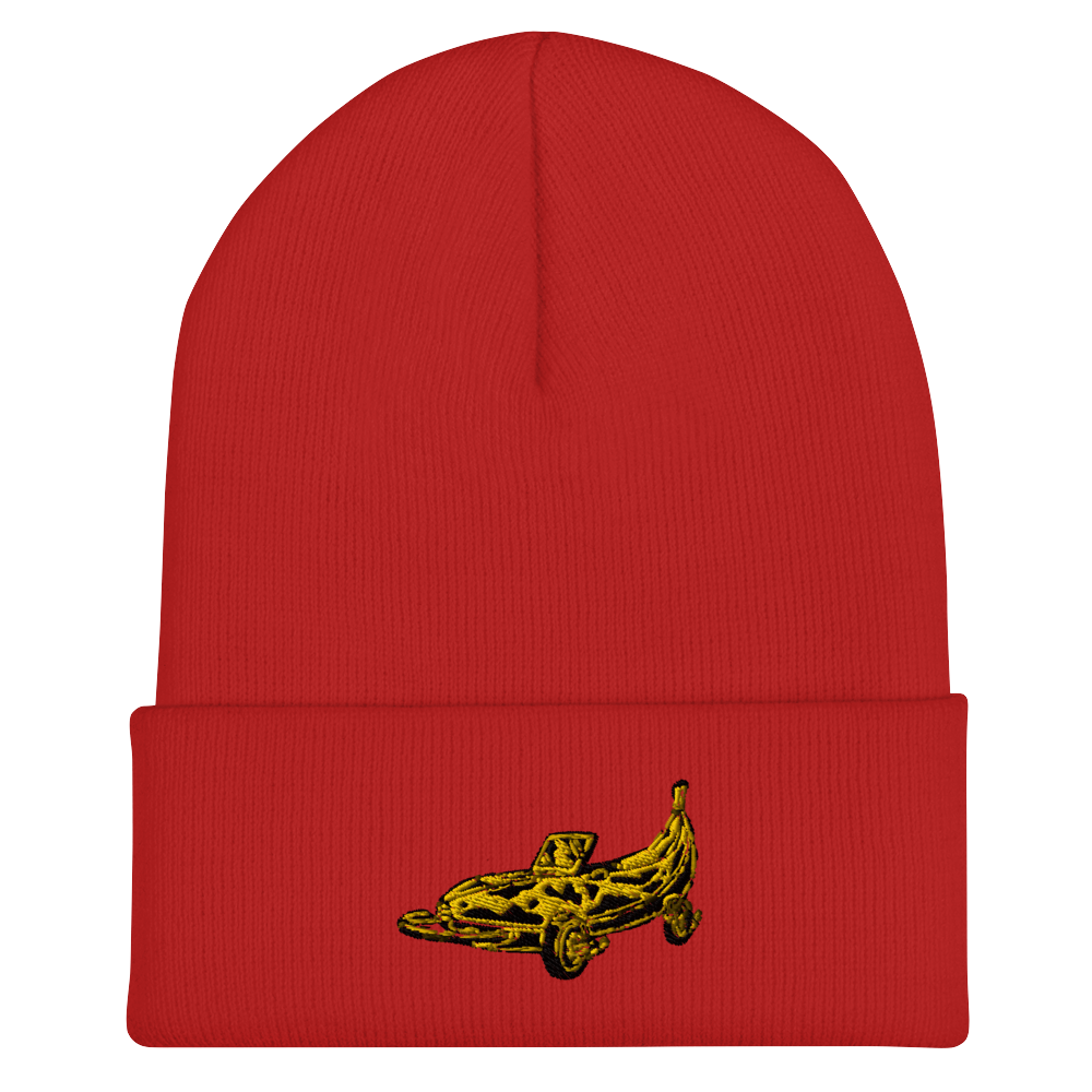 Banana Car Embroidered Beanie in Yellow